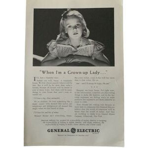 Vintage 1942 General Electric Grown Up Lady Ad Advertisement